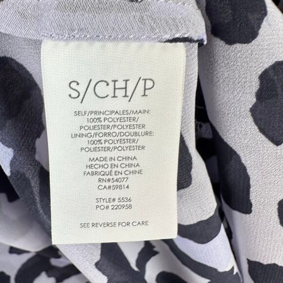 CAbi Leopard Animal Print Blouse Size S Violet Purple Peplum Chiffon Top 5536 - Picture 7 of 10